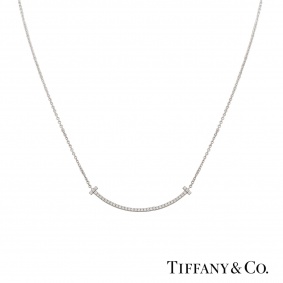 Tiffany & Co. White Gold Diamond T Smile Pendant Tiffany & Co. White Gold Diamond T Smile Pendant